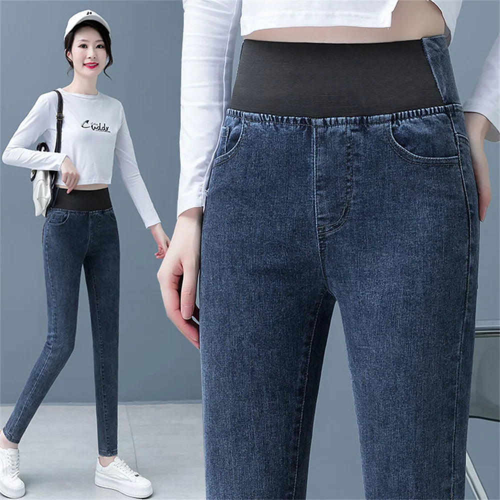 High waist skinny denim pencil pants Women jeans casual Stretch jeans female Elastic waist street wear trousers women pants