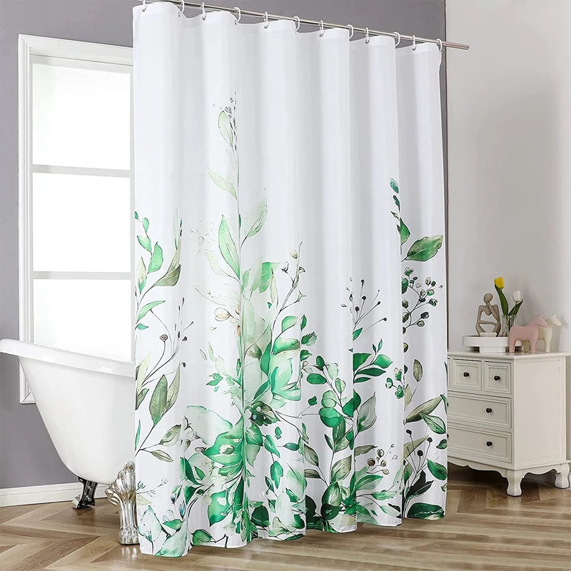 3D Print Shower Curtain With Flower Print Fabric Shower Curtain with Hooks Waterproof Decorative Bath Curtains Bathroom Decor