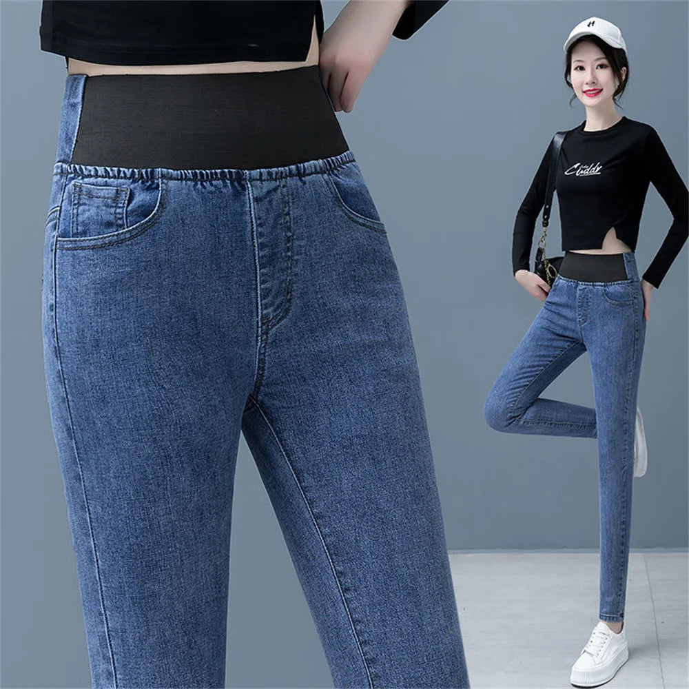 High waist skinny denim pencil pants Women jeans casual Stretch jeans female Elastic waist street wear trousers women pants