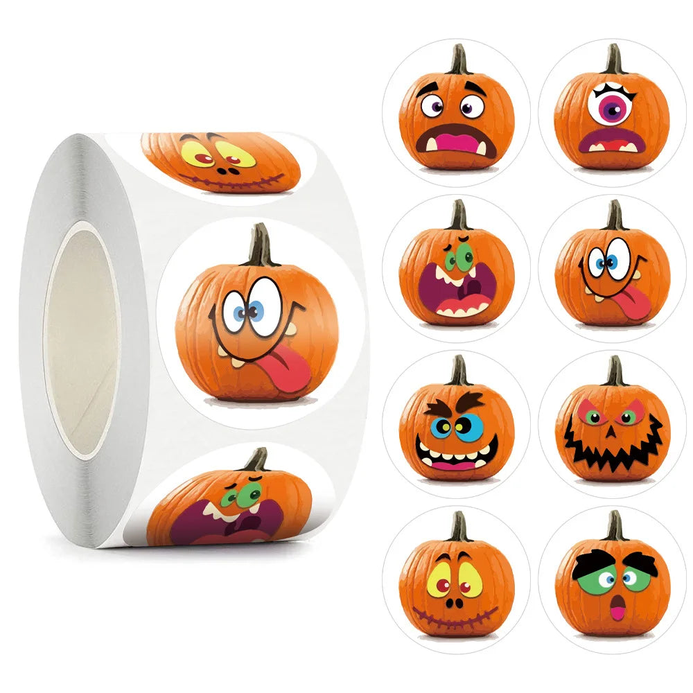 50-500pcs Stickers Halloween Decoration For Home Ghost Pumpkin Gift For Kids Trick Or Treat Bags Sealing Label For Candy Deco