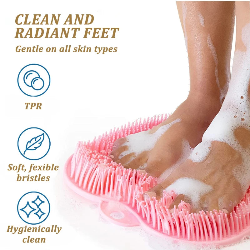 1Pc Silicone Rub Back Brush Bathroom Non-slip Wash Foot with Sucker Bath Massage Foot Exfoliating Brush Pad