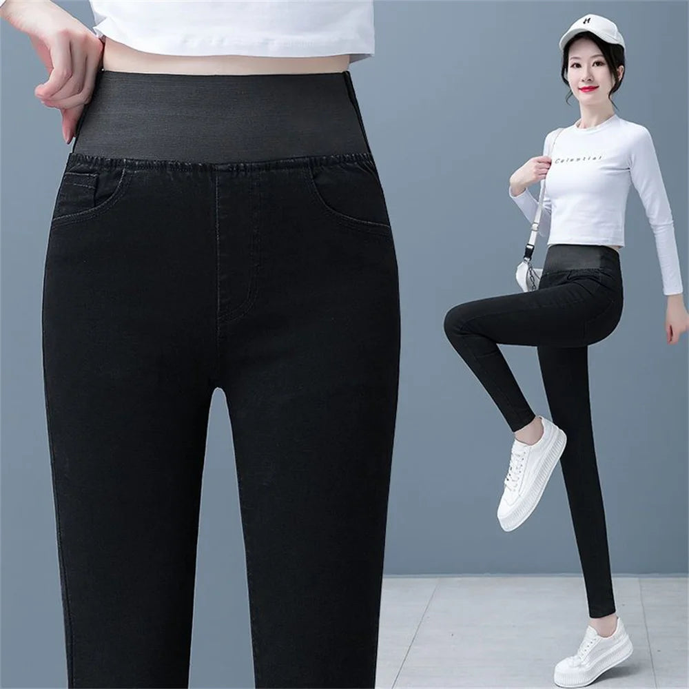 High waist skinny denim pencil pants Women jeans casual Stretch jeans female Elastic waist street wear trousers women pants