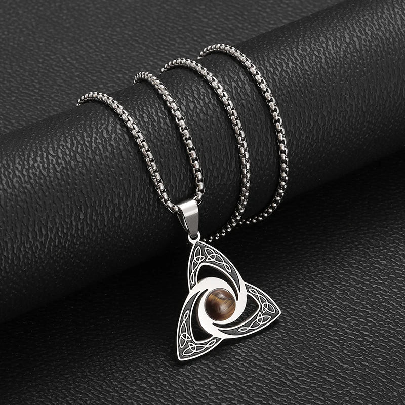 Stainless Steel Celtic Trinity Pendant Witchcraft Knot Necklace Men Women Lucky Celtic Knot Amulet Jewelry