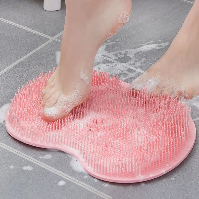 1Pc Silicone Rub Back Brush Bathroom Non-slip Wash Foot with Sucker Bath Massage Foot Exfoliating Brush Pad