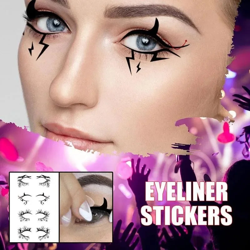 4/8pcs/set Eye Makeup Stickers Temporary Tattoos Sticker for Women Halloween Party Bat Spider Face Waterproof Fake Tatto Eye Art