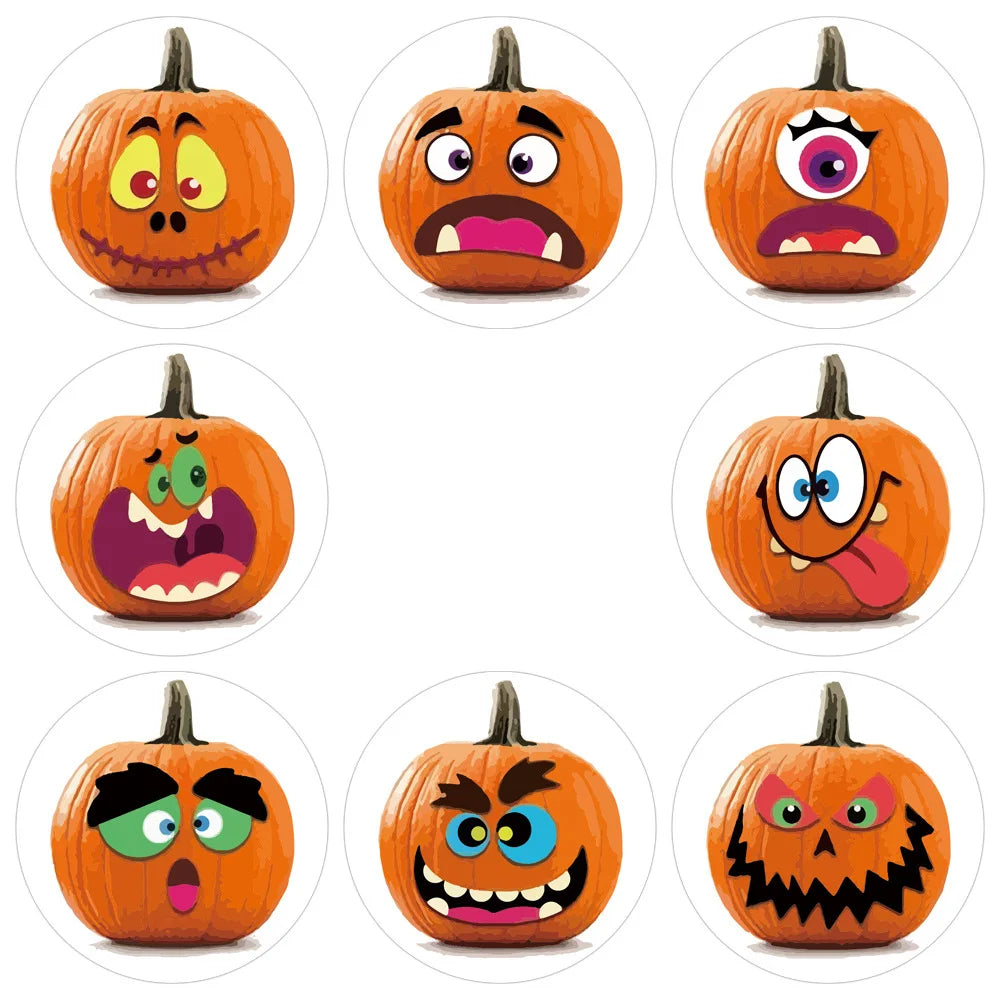 50-500pcs Stickers Halloween Decoration For Home Ghost Pumpkin Gift For Kids Trick Or Treat Bags Sealing Label For Candy Deco